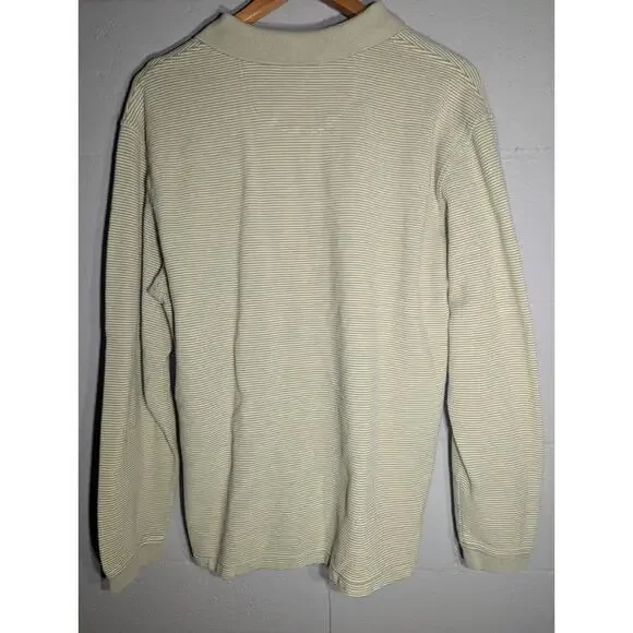 Geoffrey Beene 100% Cotton Green Striped Long Sleeve With Buttons, Size Large - Picture 4 of 5
